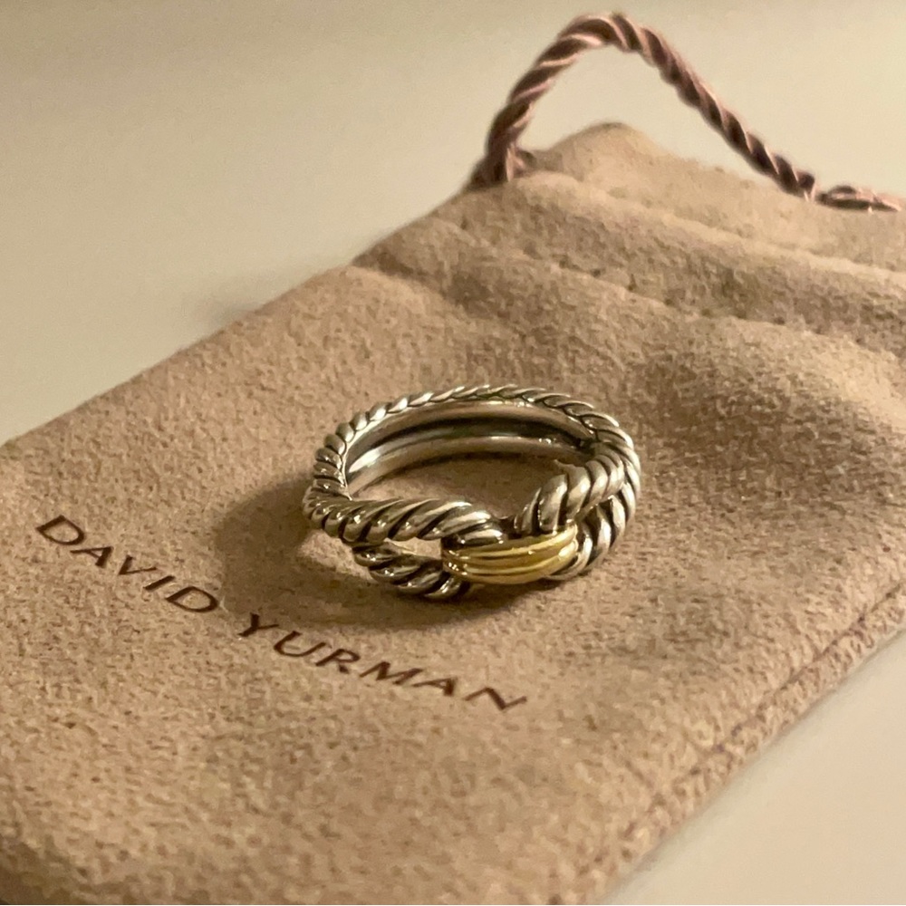 Cable Loop Band Ring in Sterling Silver with 18K Yellow Gold